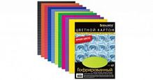 Картон цветной А4 10 цветов BRAUBERG гофрированный 124749