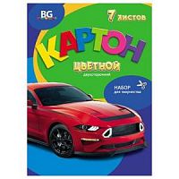 Картон цветной 7 листов 7 цветов БиДжи двустор 9036 Машина