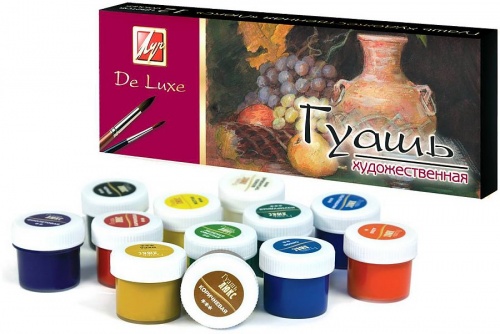 Гуашь 12 цветов Луч художественная ЛЮКС 20 мл