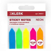 Закладки самоклеящ KLERK 12*45 мм 5 цв 20л 206921