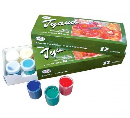 Гуашь 12 цветов Студия ГАММА 40 мл
