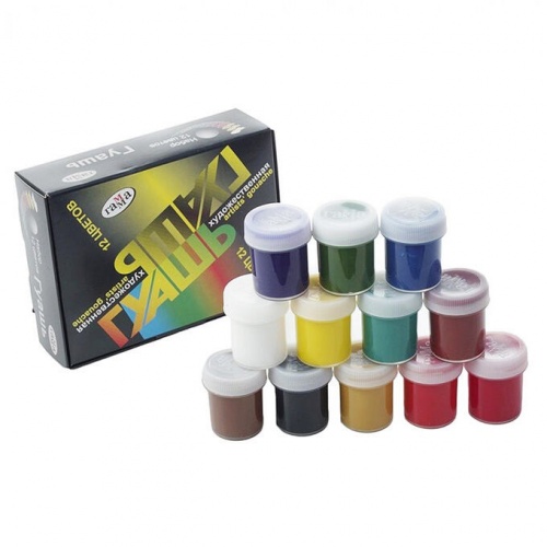 Гуашь 12 цветов ГАММА 40 мл Художеств 221004